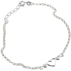 Sterling Silver 9-inch Heart Anklet
