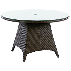 Carlton Chestnut Glass Top Wicker Dining Table