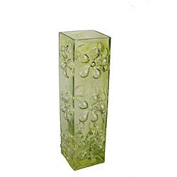 Tall Lime Green Daisy Glass Vase