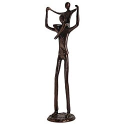 Aluminum 'Father with Child on Shoulders' Statue
