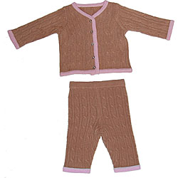 Tadpoles Soft as Pashmina Pink Cardigan/ Pants Set (0-3 Months)