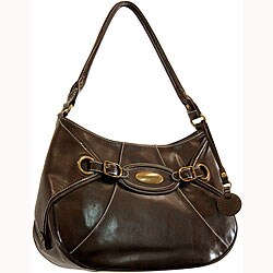 Isaac Mizrahi Brown Synthetic Leather Hobo Bag