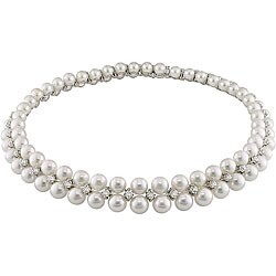 18k Gold 6ct TDW Diamond FW Pearl Necklace (G-H, SI) (7.5-8.5 mm)