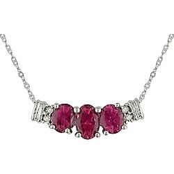 14k Gold Pink Tourmaline and Diamond Necklace