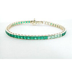10k Gold Created Emerald Tennis Bracelet