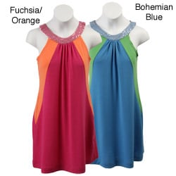 FINAL SALE Hype Girl's Colorblock Tank Dress with Sequin Neck
