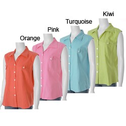 MG Women's Plus-size Sleeveless Linen Blouse