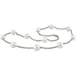 10k White Gold White Freshwater Pearl Necklace (8.5-10 mm)