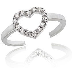 Sterling Silver CZ Heart Toe Ring