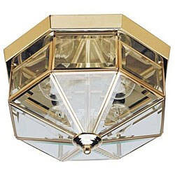 Brass Finish Three-light Flush Mount Light