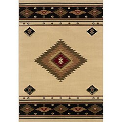 Ivory/ Black Rug (6'7 x 9'6)