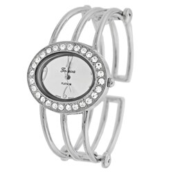 Geneva Women's Platinum Oval Face Cuff Watch