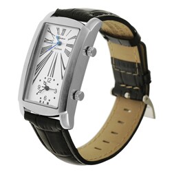 Geneva Men's Platinum Dual-face Faux Leather Watch