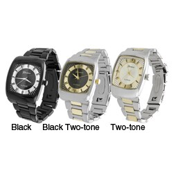 Geneva Platinum Men's Black Face Link Watch