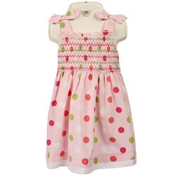 FINAL SALE Laura Ashley Infant Girl's Pink Polka Dot Dress with Bloomers