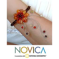 Carnelian and Garnet 'Dream Flower' Wrap Bracelet (Thailand)