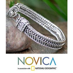 Sterling Silver Kingdom' Men's Bracelet (Thailand)