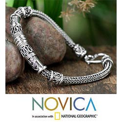 Sterling Silver Men's 'Royal Scrolls' Bracelet (Thailand)