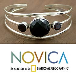 Onyx and Garnet Cuff 'Fusion' Bracelet (India)