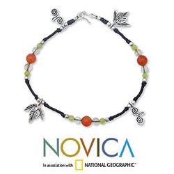 Silver 'Thai Forest Beauty' Quartz Anklet (Thailand)