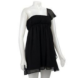 Necessary Objects Junior's One-shoulder Chiffon Flutter Dress