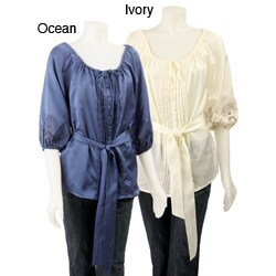 FINAL SALE BCBGeneration Women's Embroidered Puff-sleeve Top