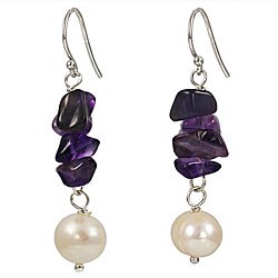 Maddy Emerson Couture Pearl and Amethyst Earrings (7-8 mm)