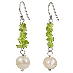 Maddy Emerson Couture Pearl and Peridot Earrings (7-7.5 mm)