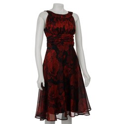 Connected Apparel Women's Red Chiffon Dress