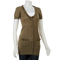 FINAL SALE Kensie Girl Junior's Olive Short-sleeve Long Cardigan