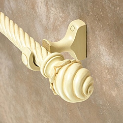 Cassidy West 6-foot Ivory Twisted Wood Curtain Rod Set