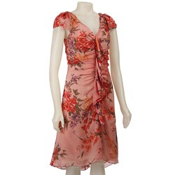 FINAL SALE Vera Wang Lavender Women's Pink Ruffled V-neck Dress