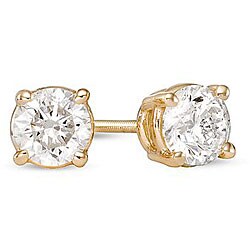 18k Yellow Gold 1ct TDW Diamond Solitaire Earrings (G-H, SI1)