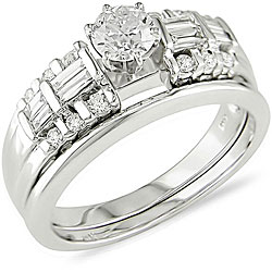 14k White Gold 3/4ct TDW Diamond Bridal Ring Set (H-I, I1)