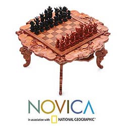 Wood 'Kingdom of the Pigs' Chess Set (Indonesia)