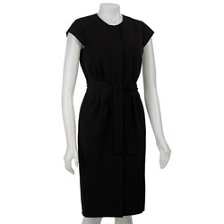 Calvin Klein Women's Black Snap-front Cap Sleeve Dress