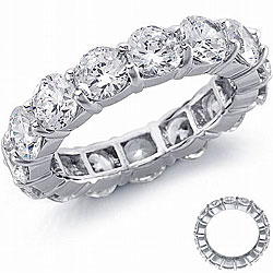 Platinum 4 1/3ct TDW Round Diamond Eternity Band (E-F, VS2-SI1) (Size 4)