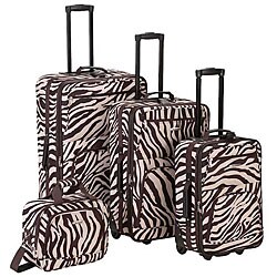Rockland Deluxe Brown Zebra 4-piece Luggage Set