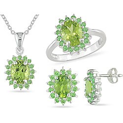 Silver Multi-gemstone Jewelry Set