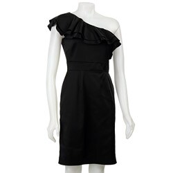 Tahari ASL Women's One-shoulder Stretch Satin Sheath Dress