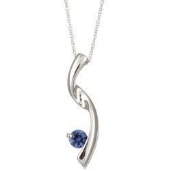10k White Gold Created Sapphire Flow Necklace