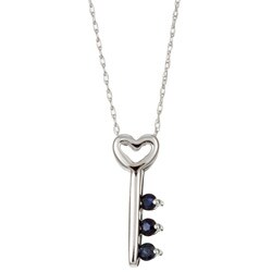 10k White Gold Sapphire 'Key To My Heart' Necklace