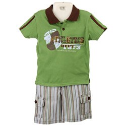 FINAL SALE City Ink Toddler Boy's 2-piece Polo Shirt and Striped Shorts Set