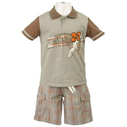 FINAL SALE City Ink Boy's 2-piece Polo Shirt and Plaid Shorts Set