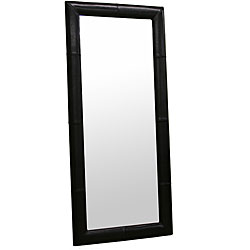 Elayne Black Bi-cast Leather Floor Mirror