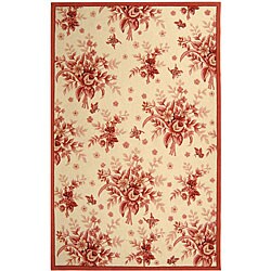 Hand-hooked Ivory/ Rose Wool Rug (8'9 x 11'9)
