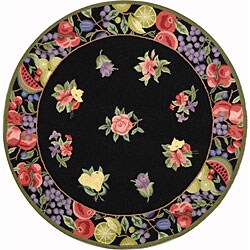 Hand-hooked Fruti Wool Rug (4' Round)