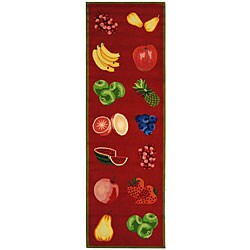 Hand-hooked Fruits Wool Rug (2'6 x 6')