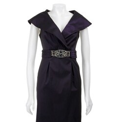 R&M Richards Women's Purple Stretch Satin Sheath Dress