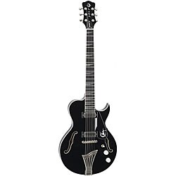 Luna Athena Deco Gazelle Semi-hollow Black Electric Guitar